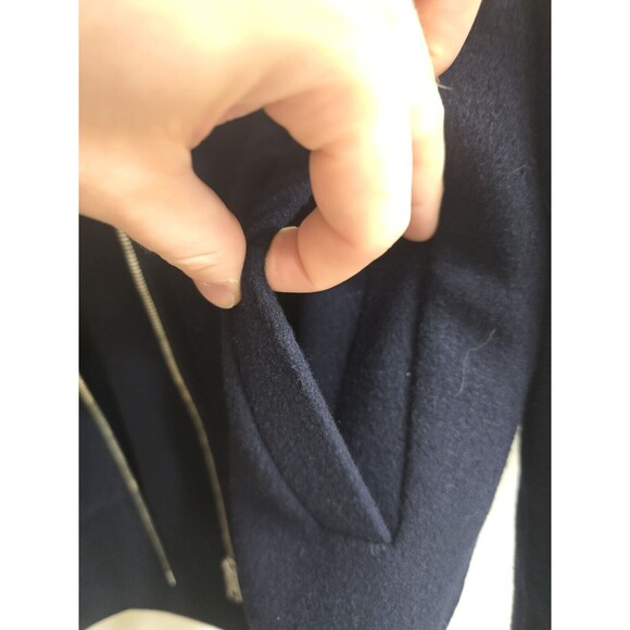 Sandro Full Zip Up Jacket, 100% Wool, Navy Blue, Size S - Picture 6 of 10